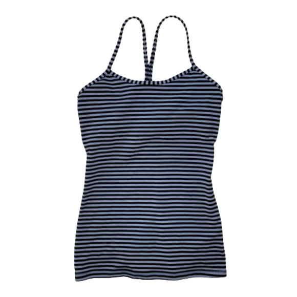 Lululemon Striped Power Y Tank Top Spaghetti Strap Blueish-Purpleish/Black Sz 6 - Picture 8 of 15